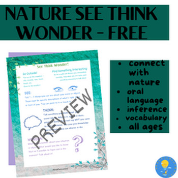 Preview of Outdoor See, Think, Wonder - Oral Language + Critical Thinking Activity