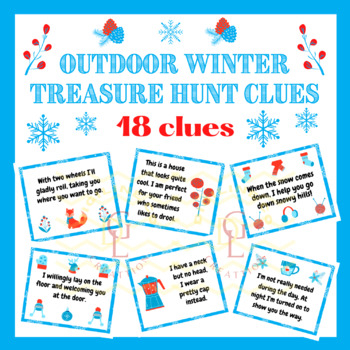 Preview of Outdoor winter Scavenger Hunt context Clues word problem activity 2nd 3rd 4th