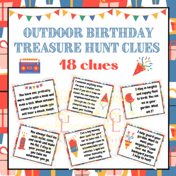Preview of Outdoor birthday Scavenger Hunt context Clues activity brain breaks 2nd 3rd 4th