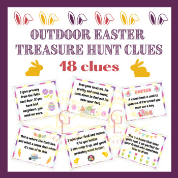 Preview of Outdoor spring Easter Scavenger eggs Hunt Riddle context Clues activitiy 3rd 4th