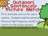 Outdoors High Frequency Word Picture-Sentence Match