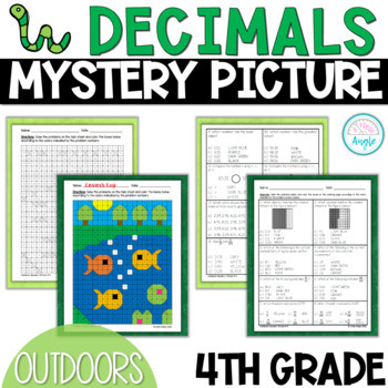 Preview of Outdoors Math Mystery Picture - 4th Grade Decimals - Math Color by Number