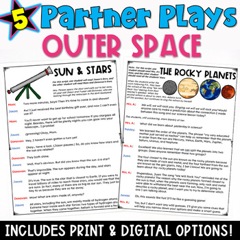 Preview of Outer Space: 5 Science Partner Play Scripts with a Comprehension Check Worksheet