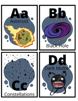 Preview of Outer Space ABC Alphabet Flash Cards