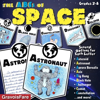 Preview of Outer Space Activity: ABC Banners, Mini-Research Reports & Bulletin Board