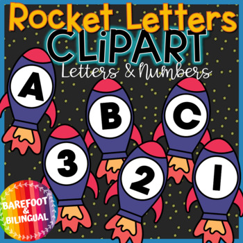Preview of Outer Space Alphabet Clipart - Rocket Numbers & Letters