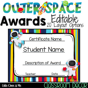 Preview of Outer Space Awards Editable Certificates