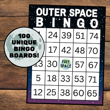 Preview of Outer Space Bingo | 100 Cards | Solar System Bingo | Astronomy Bingo