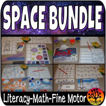 Preview of Outer Space Bundle Centers Activities Games Literacy Math Fine Motor Aliens