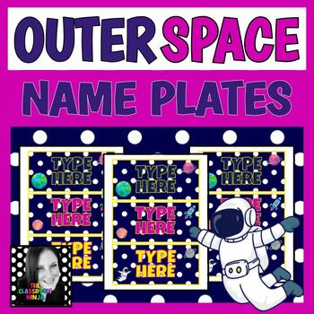Preview of Outer Space Classroom Decor Editable Student Name Plates