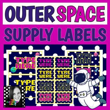 Preview of Outer Space Classroom Decor Editable Supply Labels for Organization