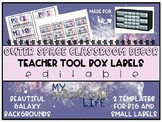 Outer Space Classroom Decor- Teacher Tool Box Labels {EDITABLE}
