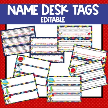 Outer Space Classroom Desk Name Tags Editable by The Joyful Journey