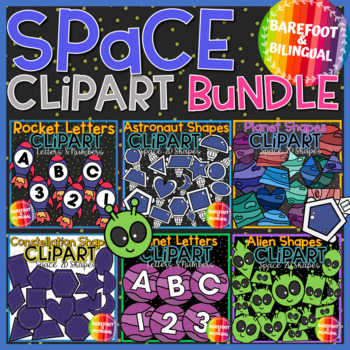 Preview of Outer Space Clipart Bundle - 2D Shapes, Numbers & Letters