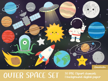 Preview of Outer Space Clipart Set - stars, space, planets, solar system, image, printable