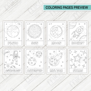 Outer Space Coloring Pages With Stickers By Mikacolor Tpt