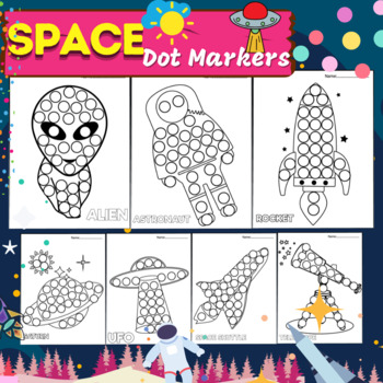 Preview of Outer Space Dot Marker Coloring Pages,Dot Marker Activities