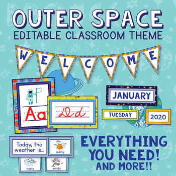 Preview of Outer Space EDITABLE Classroom Theme