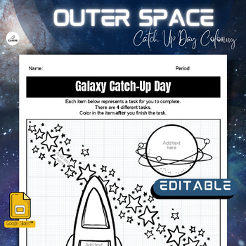 Preview of Outer Space Fun Catch-Up Day: Editable - Independent Work / Choice Board