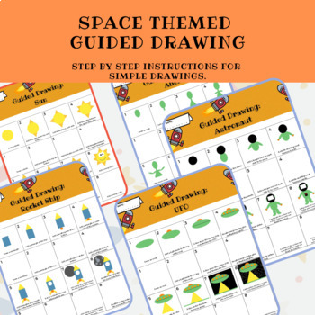Preview of Outer Space Guided Drawing | Kindergarten, 1st, and 2nd Grade Illustration