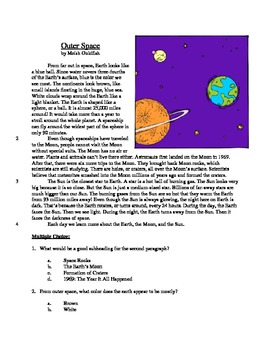 Preview of Outer Space - Informational Text Test Prep