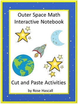 Preview of Outer Space Theme Kindergarten Cut and Paste Activities Math Literacy Worksheets