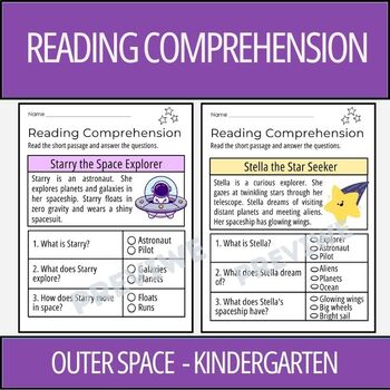 Preview of Outer Space - Kindergarten Reading Passages with Comprehension Questions Pack
