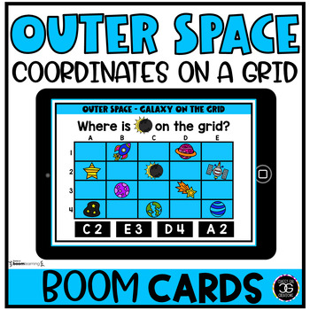 Preview of Outer Space Map Skills Coordinates on a Grid BOOM™ Task Cards
