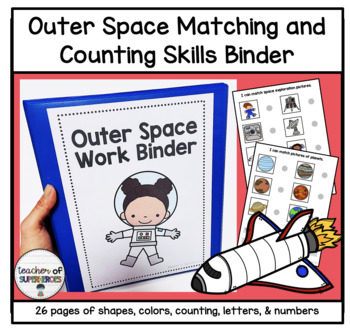 Preview of Outer Space Matching and Counting Binder (Colors, Shapes, Numbers, Letters)