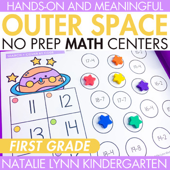 Preview of Outer Space No Prep Math Center Mats 1st Grade Math Centers for March