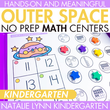 Preview of Outer Space No Prep Math Center Mats Kindergarten Math Centers Solar Eclipse