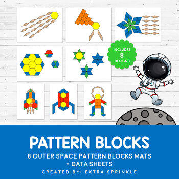 Preview of Outer Space Pattern Blocks Mats + Data Sheets