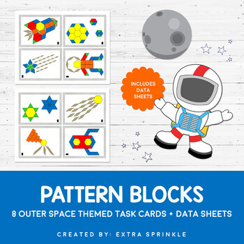Preview of Outer Space Pattern Blocks Task Cards and Data Sheets