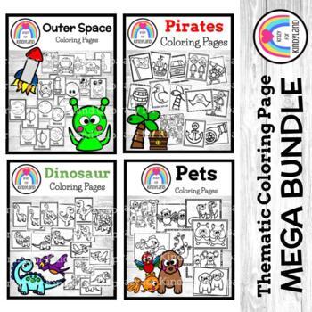 Preview of Outer Space, Pets, Pirates, Dinosaurs Coloring Pages: Morning Work, Centers