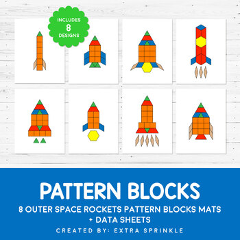 Preview of Outer Space Rockets Pattern Blocks Mats + Data Sheets