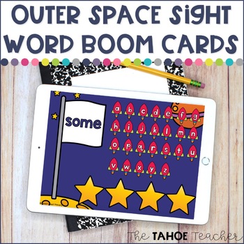 Preview of Outer Space Sight Words Boom Cards | Digital Literacy Activities