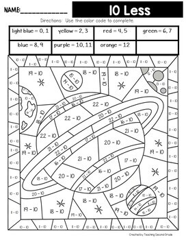 🚀 FREE Printable Outer Space Color By Number Preschool Worksheet