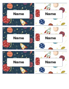 Preview of Outer Space Themed Editable Name Tags Locker Labels Book Bin Cubby for Classroom