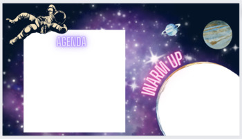 Preview of Outer Space Themed Slides: Agenda & Warm Up/Homework 