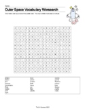 Outer Space Vocabulary Wordsearch Worksheet Plus Answer Key