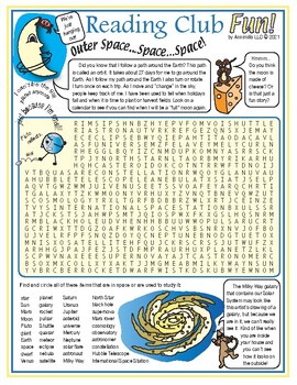 Outer Space Word Search Puzzle by Reading Club Fun | TpT