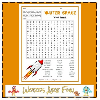 outer space word search puzzle by words are fun tpt