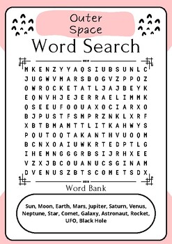 Preview of Outer Space : Word Search Puzzle Challenge - Printable Activity Sheet
