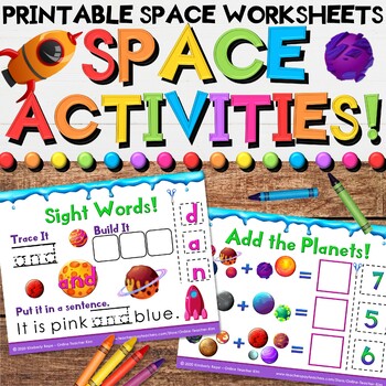 Preview of Space Activities - Math & Literacy Worksheets with Planets, Astronauts & Rockets