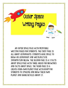 Outer Space Writing Pages by Beyond the ABC's | Teachers Pay Teachers