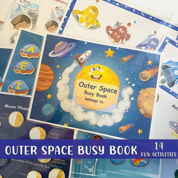 Preview of Outer Space and Solar System Universe Busy Book Printable, Toddler Quiet Book