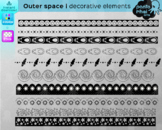 Outer Space decorative elements: outline BW borders, corne