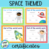 8 Outer space themed reward award certificates printable &