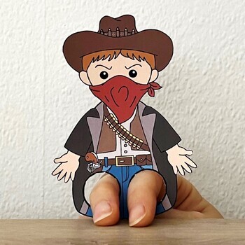 Outlaw Finger Puppet Printable Wild West Coloring Paper Craft Activity