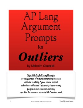 Preview of Outliers Argument Prompts | AP Language and Composition | PDF & Digital